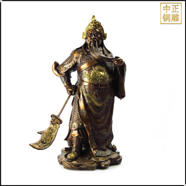 鑄造紫銅色關公雕塑